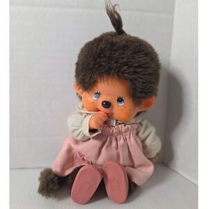 Sekiguchi Monchhichi Plush 8in Pink Brown Fair Vintage Japan Monkey Doll